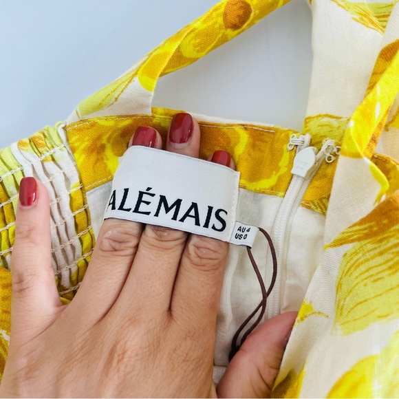 New Alemais Sonny Midi Sundress In Lemon Size 0​ - Picture 7 of 12